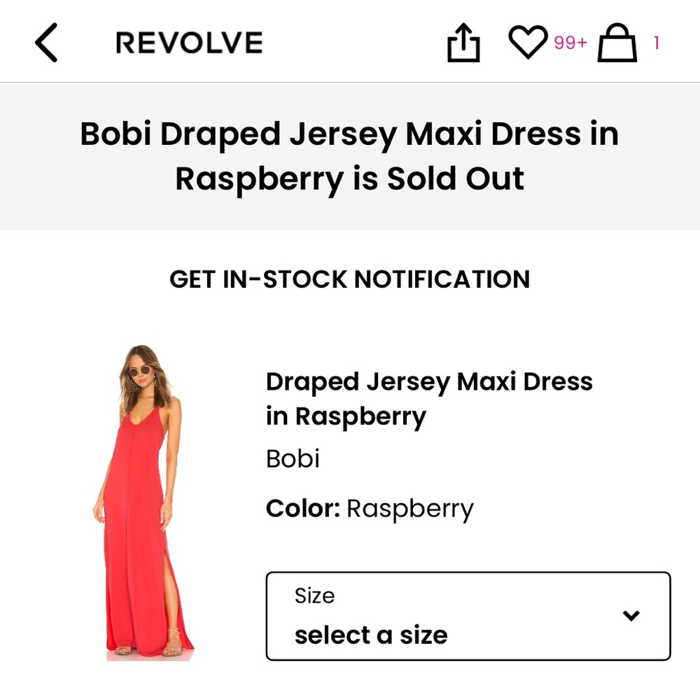 Bobi Draped Jersey Maxi Dress in Red
